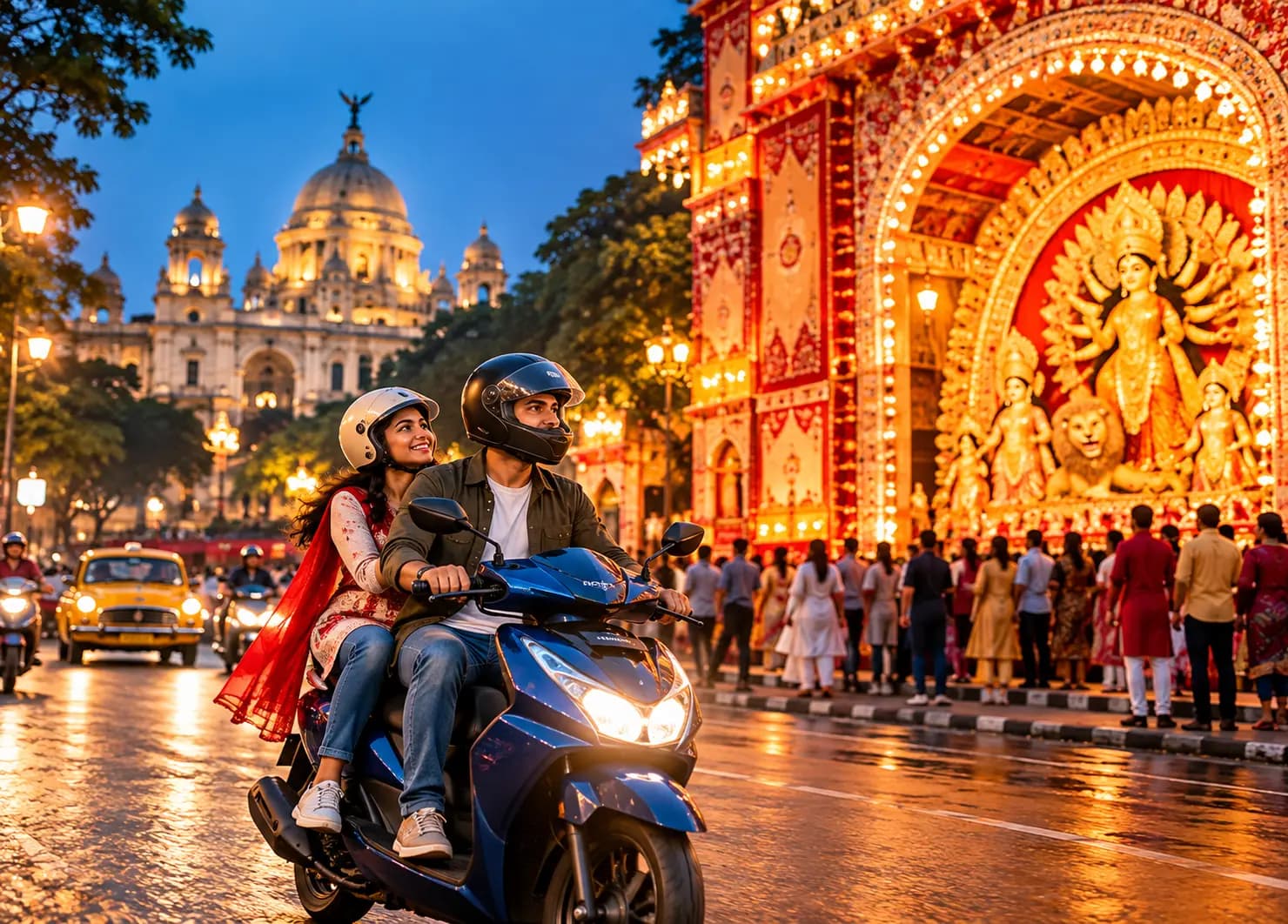 Durga Puja Pandal Hopping in Kolkata by Bike or Scooter: Routes, Parking & Safety Tips