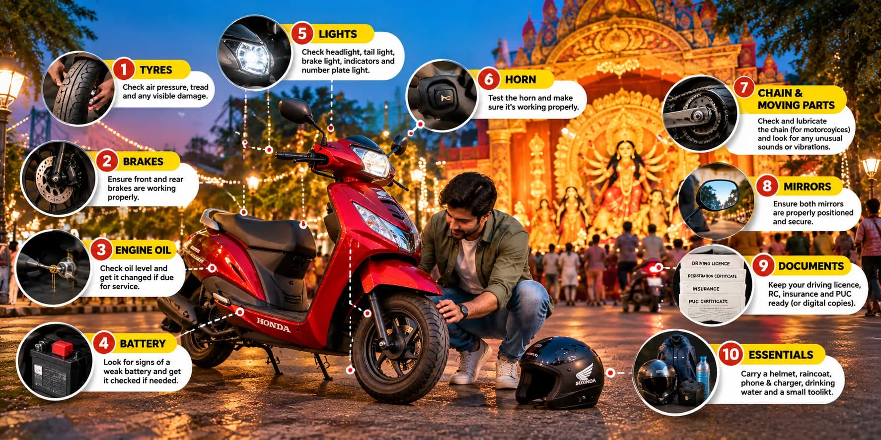 Bike & Scooter Maintenance Tips Before Durga Puja Pandal Hopping